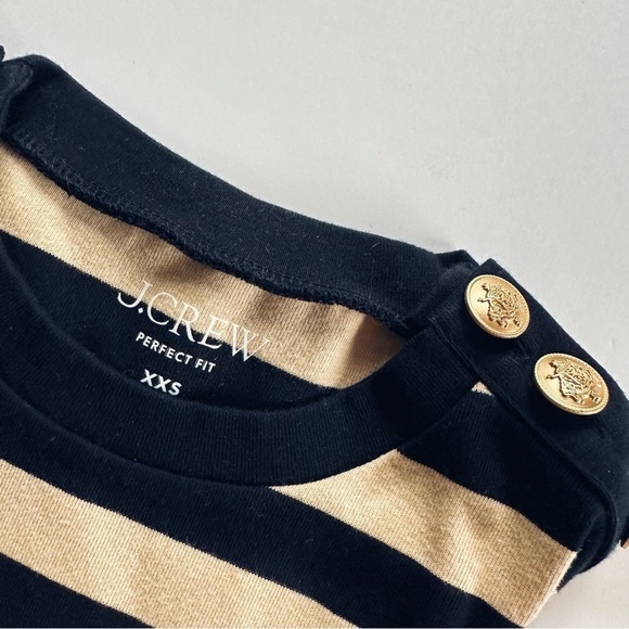 J.Crew Stripe Perfect Fit Long Sleeve Top With Shoulder Buttons - Picture 3 of 6